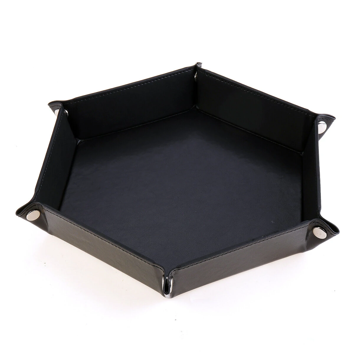 Quadrilateral Hexagon Dice Tray | PU Leather Game Board | Polyhedral Dice Storage - Image 2