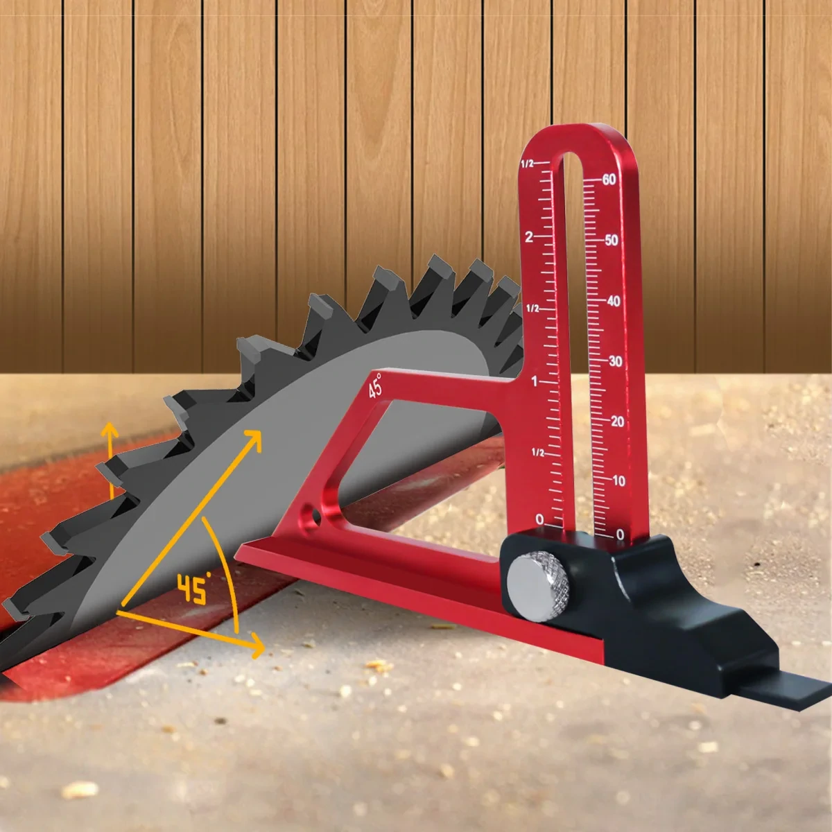 Adjustable Table Saw Depth Gauge 0-60mm | Metric & Inch Scale | Aluminum Blade Height Gauge - Image 2