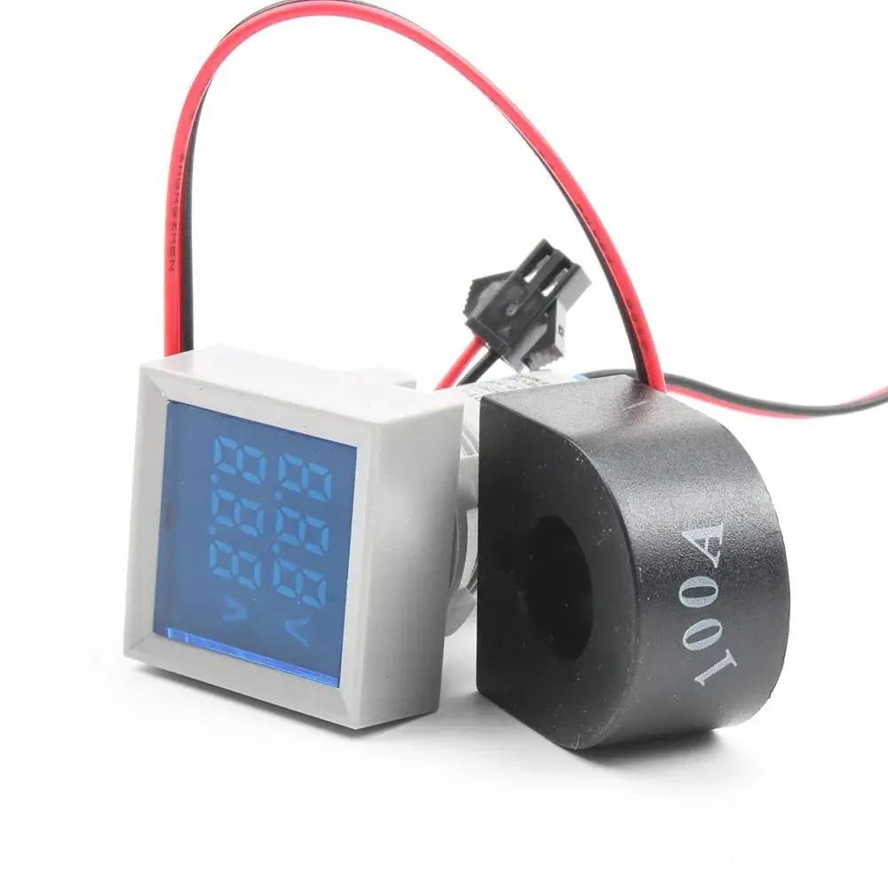 3Pcs 22mm Digital Voltmeter Ammeter | AC 50-500V 0-100A | Dual LED Blue Light - Image 2