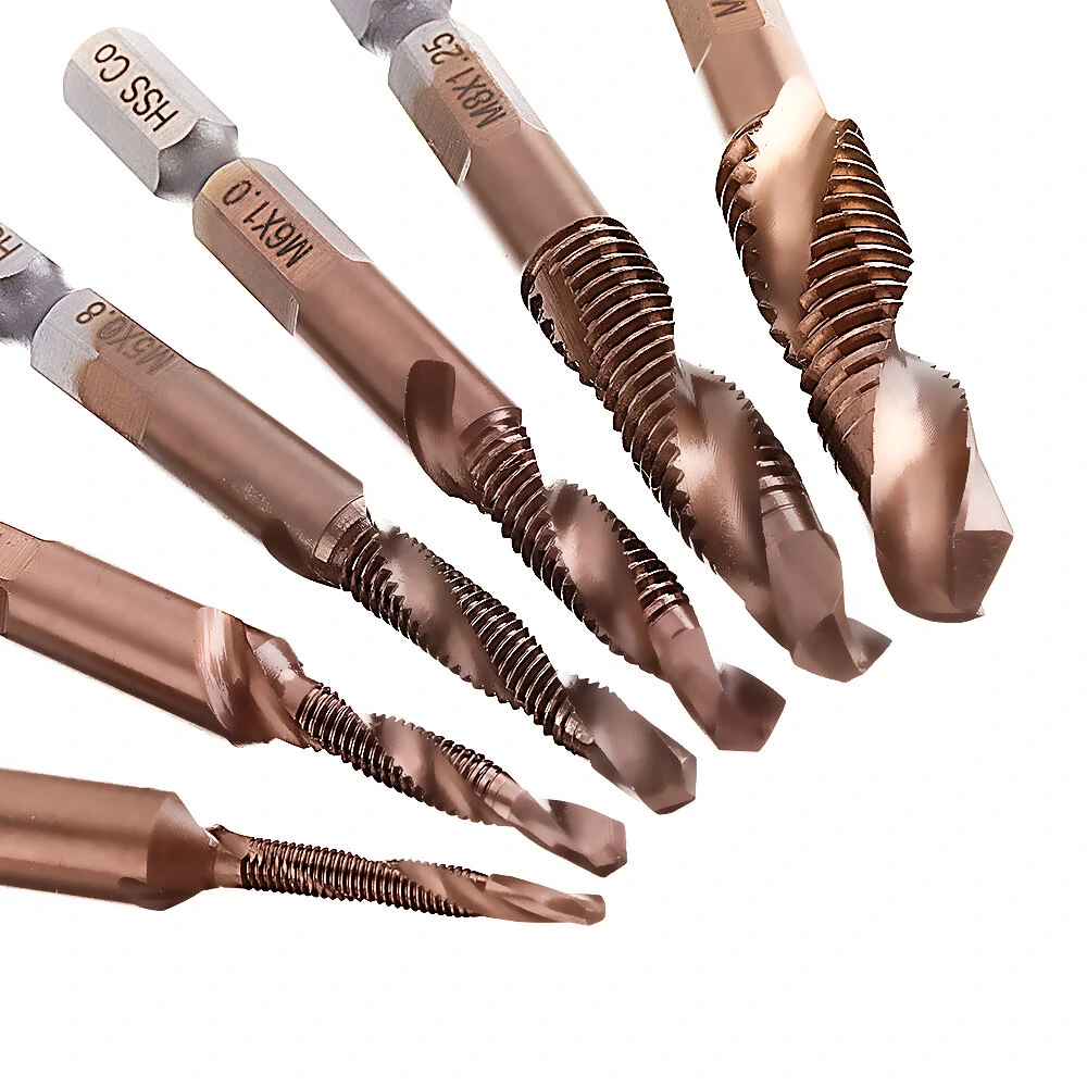 Drillpro M3-M10 Cobalt HSS Drill Tap Bit Set | 6Pcs Spiral Groove Metal Threaded Hole Opener - Image 4