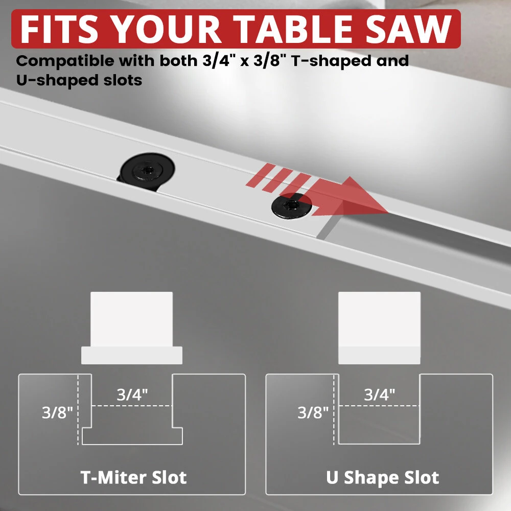 HONGDUI HD-MG21 Precision Miter Gauge | For Table Saw & Router Table | Extended Fence & Micro Adjustable Flip Stop - Image 3