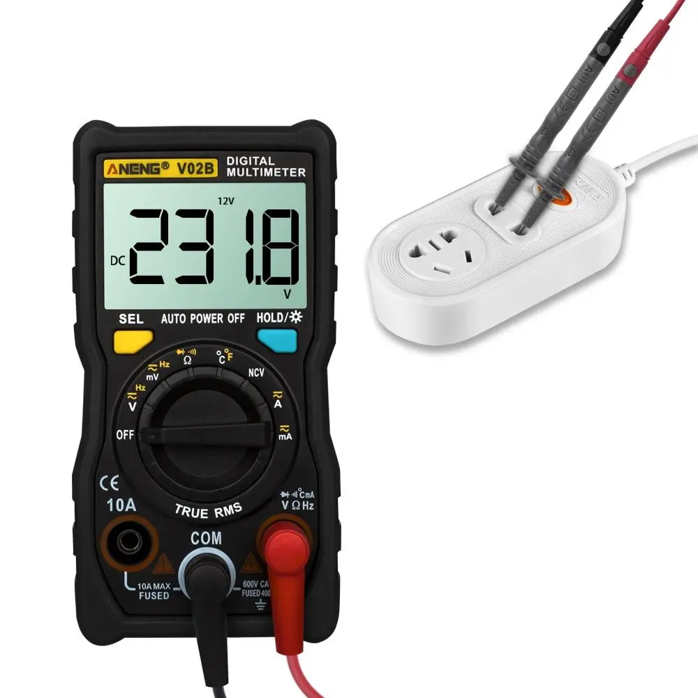 ANENG V02B True RMS Multimeter - 4000 Counts, Temp Measure, Backlight & Flashlight - Image 2