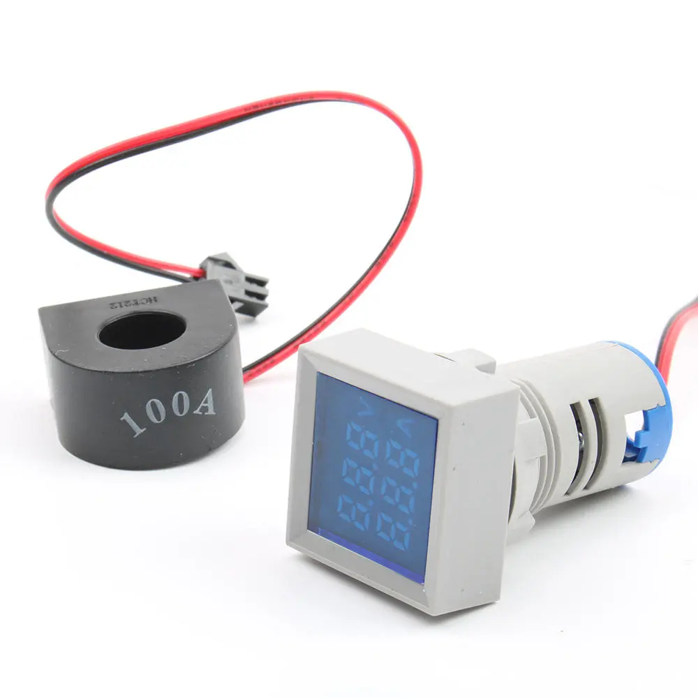3Pcs 22mm Digital Voltmeter Ammeter | AC 50-500V 0-100A | Dual LED Blue Light - Image 3