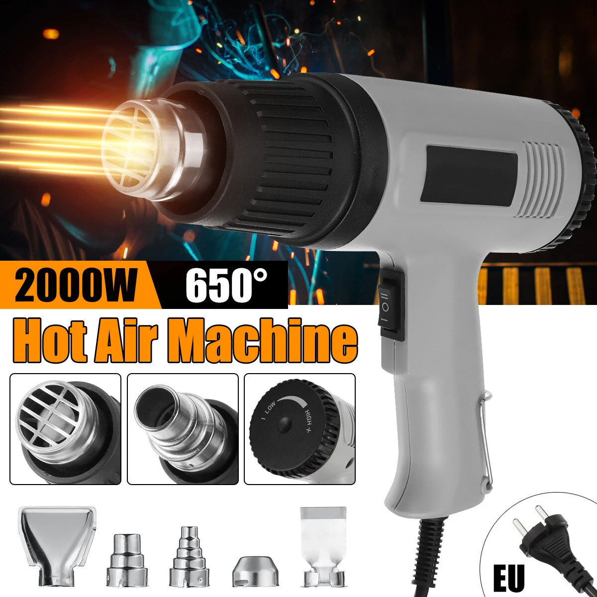 986A Hot Air Gun - 2000W Stepless Temperature 50-560°C for Welding & Maintenance