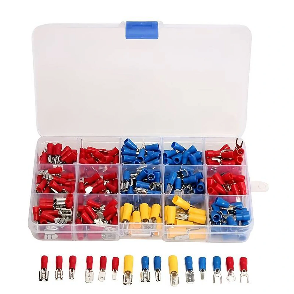 280Pcs Spade Terminals Kit - Insulated Electrical Wire Crimp Connectors | Butt Ring Fork Set