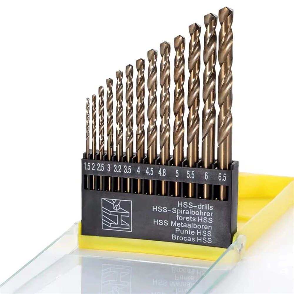 HSS Metric Drill Bits Set - 13PCS 1.5-6.5mm for Metal Glass Tile Concrete