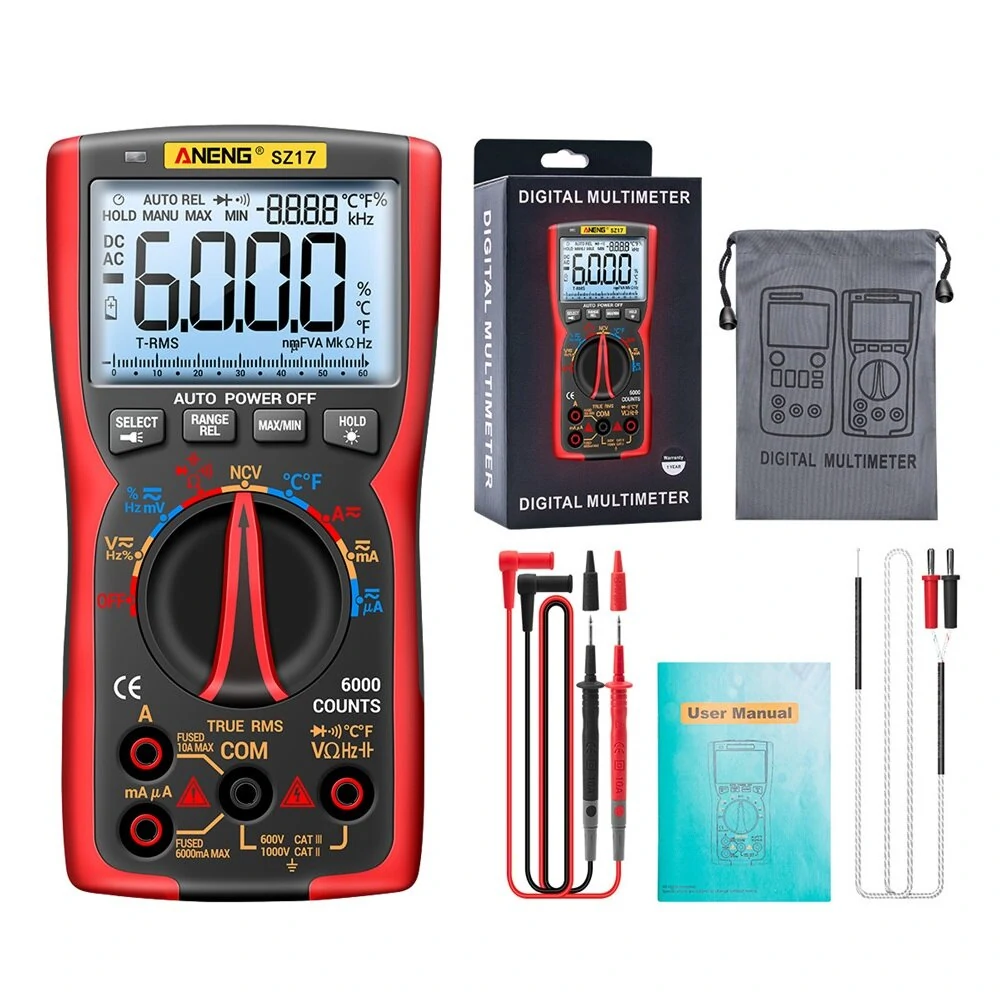 ANENG SZ17 Digital Multimeter | 6000 Counts True RMS AC/DC Tester