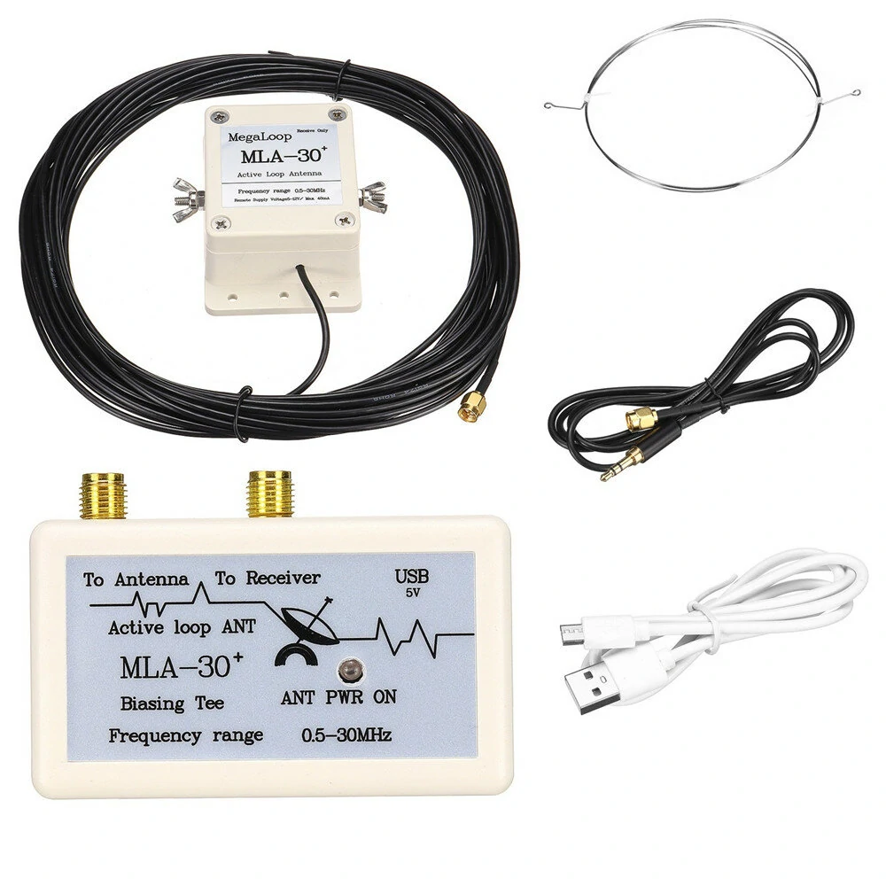 MLA-30+ Active Magnetic Loop Antenna - 500kHz-30MHz for SDR & Shortwave Radio - Low Noise