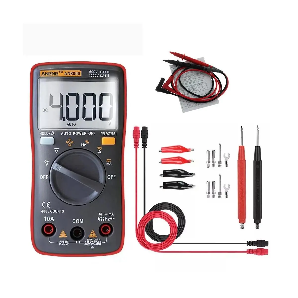 ANENG AN8000 Digital Multimeter - AC/DC Voltmeter Ammeter Ohmmeter + Test Leads