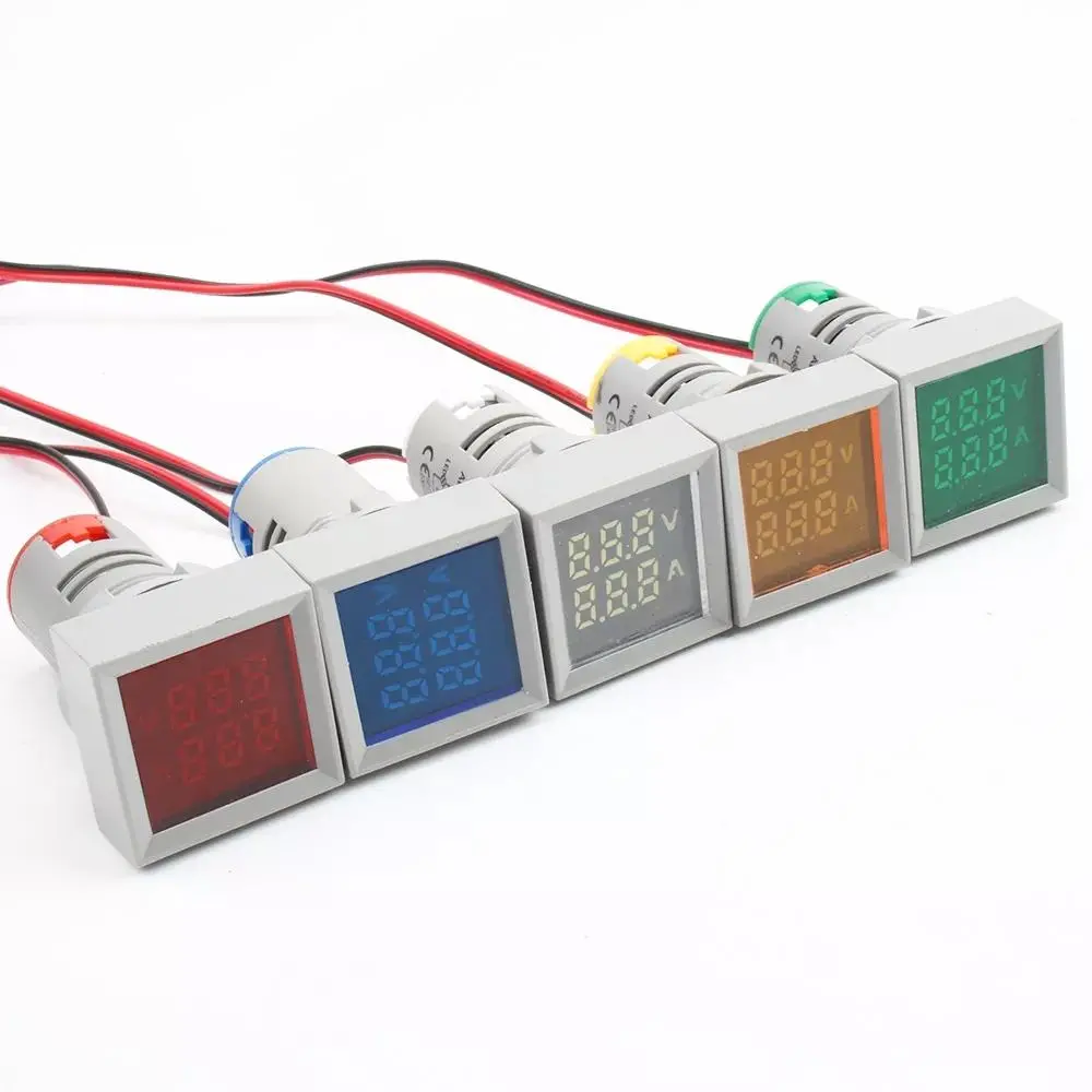3Pcs 22mm Digital Voltmeter Ammeter | AC 50-500V 0-100A | Dual LED Indicator Light