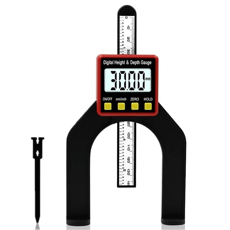 Digital Depth Gauge with LCD & Magnetic Feet | Woodworking Measuring Tool for Router Tables