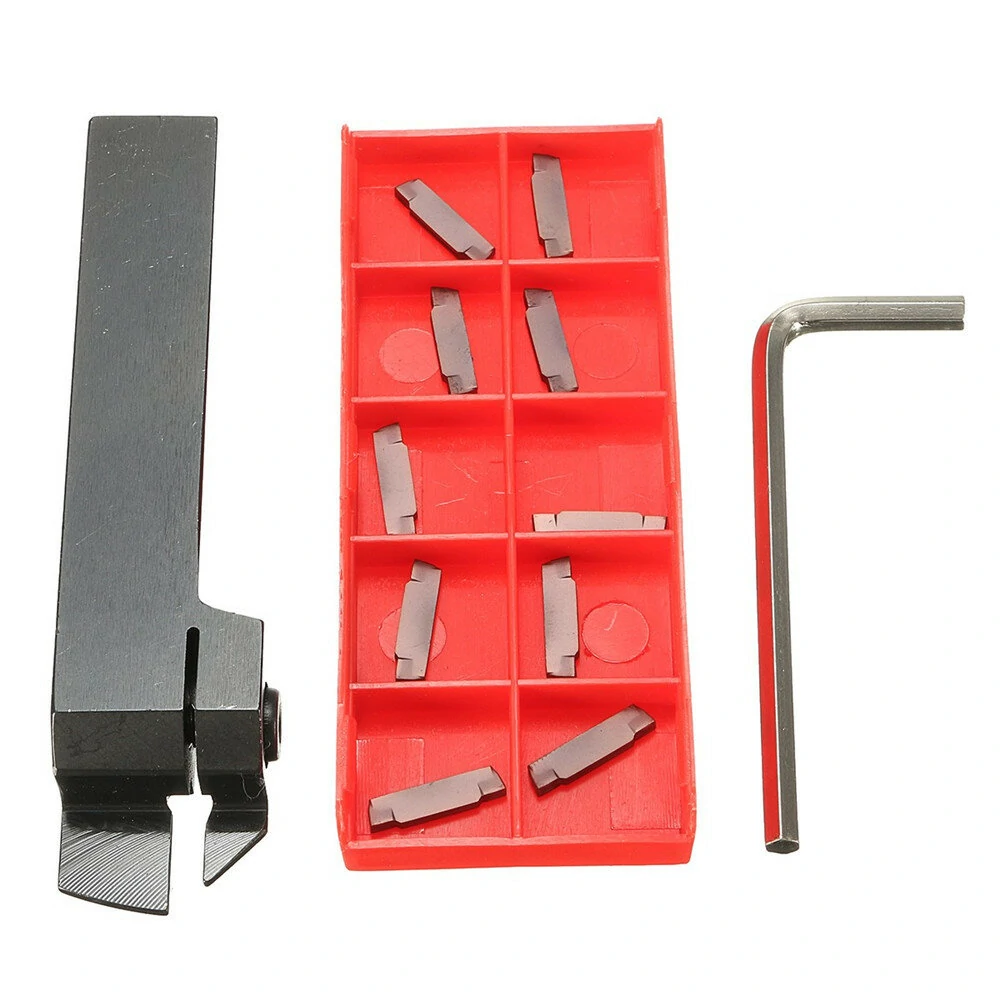 Drillpro MGEHR1616 Turning Tool Holder with 10 MGMN200 Carbide Inserts | Lathe Parting Tool