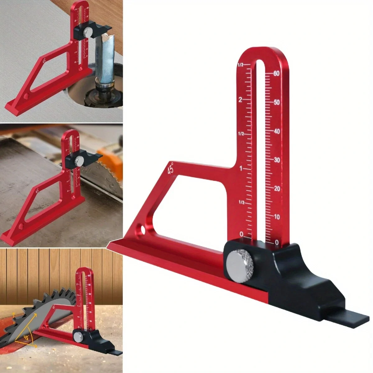 Adjustable Table Saw Depth Gauge 0-60mm | Metric & Inch Scale | Aluminum Blade Height Gauge