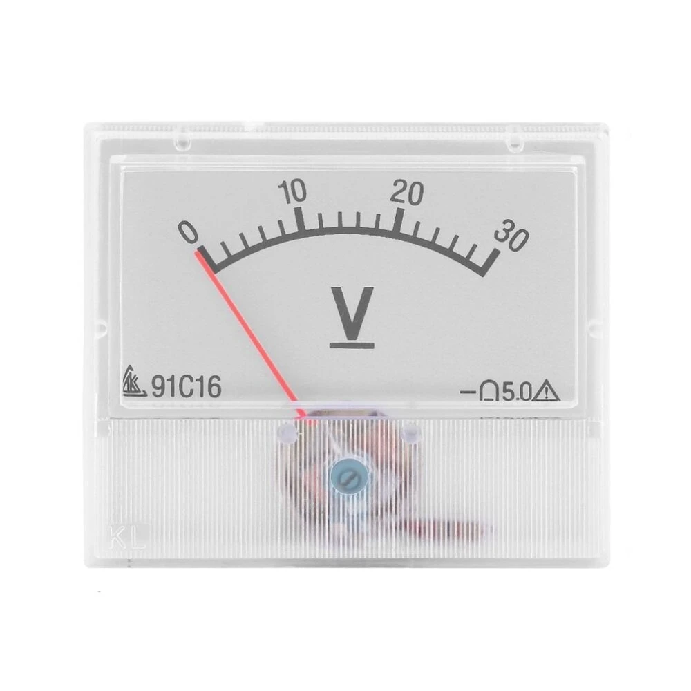 FROZEN TRAVEL Professional 0-30V DC Analog Panel Voltmeter | 55x47mm Gauge - Class 2.5 Accuracy