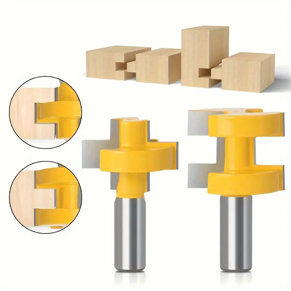 LAVIE 2PCS 1/2 Inch Shank Tongue & Groove Router Bit Set | Carbide Tipped for Tabletops & Flooring