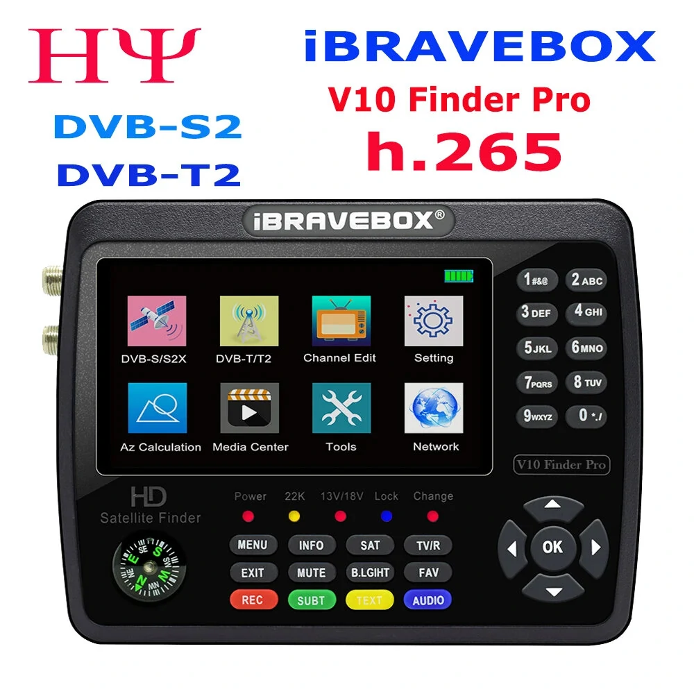 iBRAVEBOX V10 Finder Pro | H.265 DVB-S2/T2 Satellite Finder with LNB Input