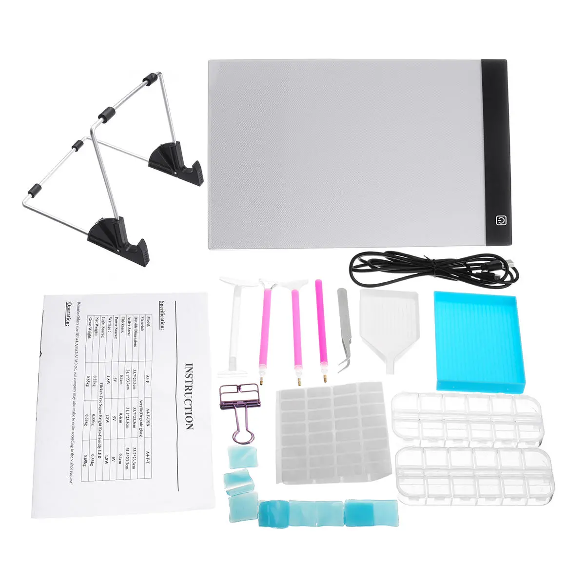 A4 LED Light Pad - 24 Pack Diamond Painting & Cross Stitch Tools Kit