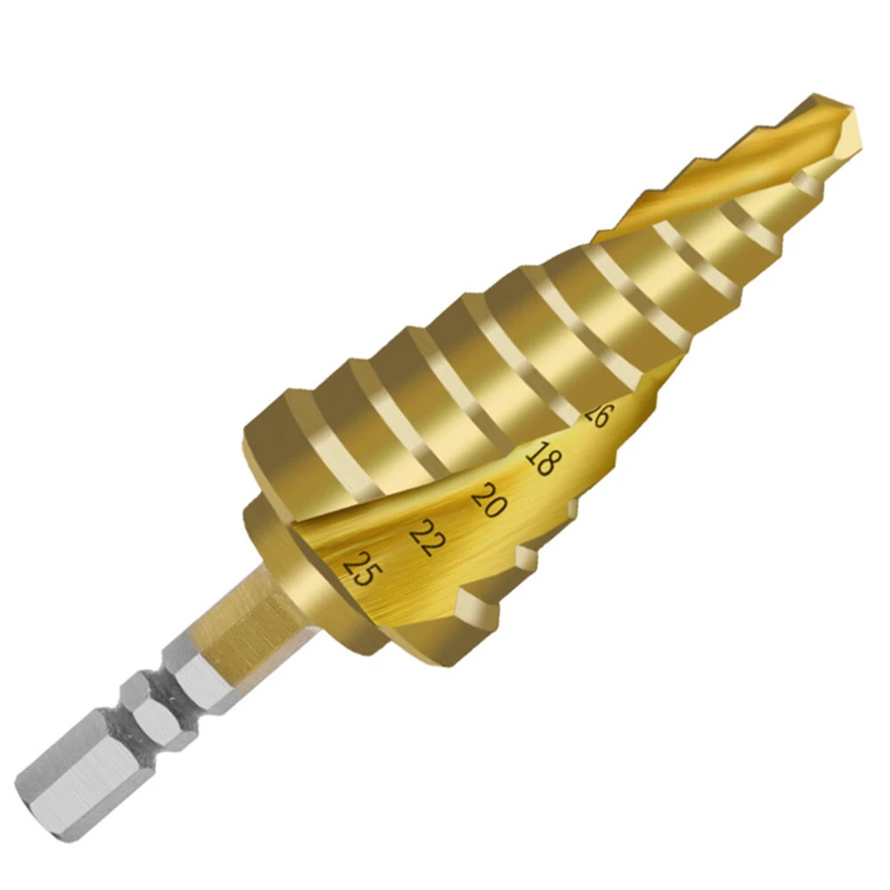 Drillpro 6.35mm Hex Shank Step Drill Bit | HSS 4241 Titanium Coated for Metal