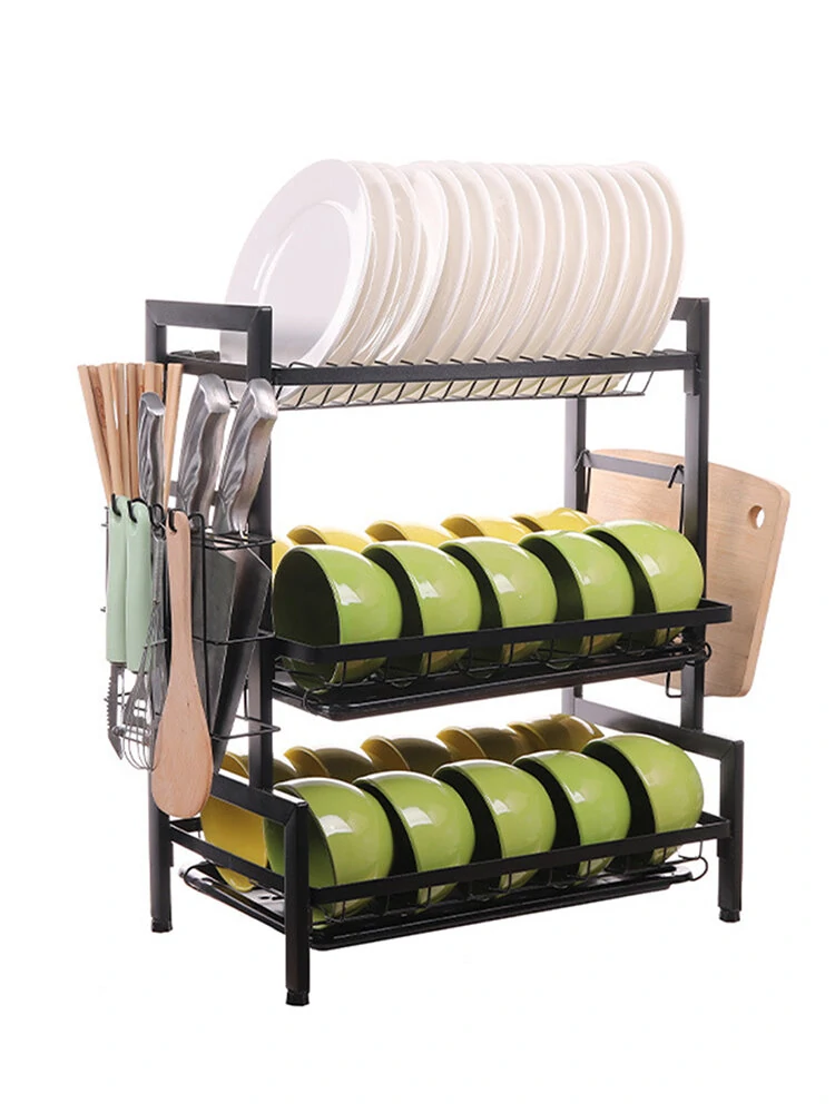 Three-tier Kitchen Storage Rack | Multi-function Dish Rack & Cabinet
