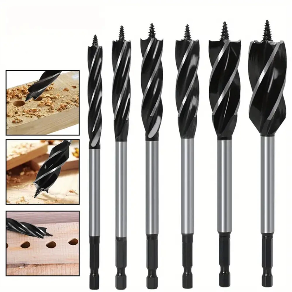 LAVIE 6PCS 6.35mm Shank Twist Drill Bits | 4 Flutes for 10-20mm Cutting