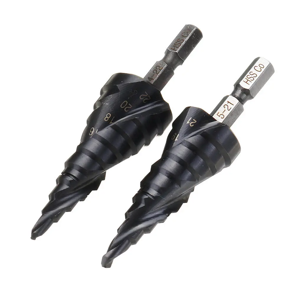 Drillpro M35 Cobalt Step Drill Bit 4-22mm | TiAlN Coated | 1/4 Inch Hex Shank
