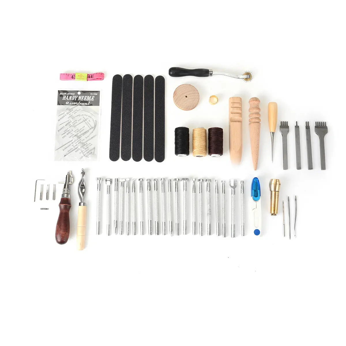 Leather Craft Tools Kit - 50PCS DIY Sewing Stitching & Carving Punch Set