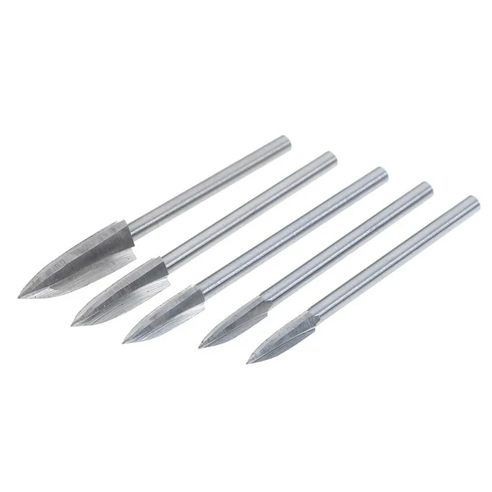5pcs 3mm Shank HSS Wood Carving Bits | Engraving & Milling Cutter Set