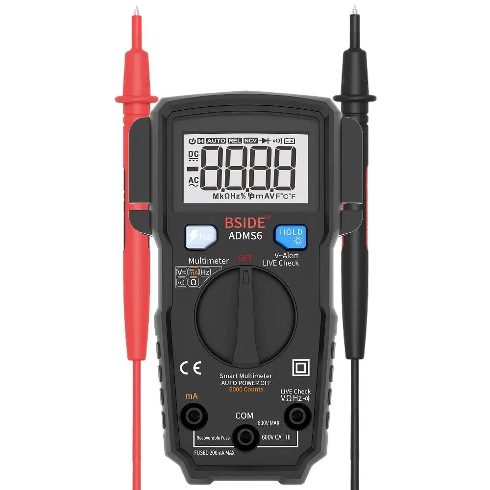 BSIDE ADMS6 Digital Multimeter - 6000 Counts True RMS Autoranging | V-alert & Live Wire Test