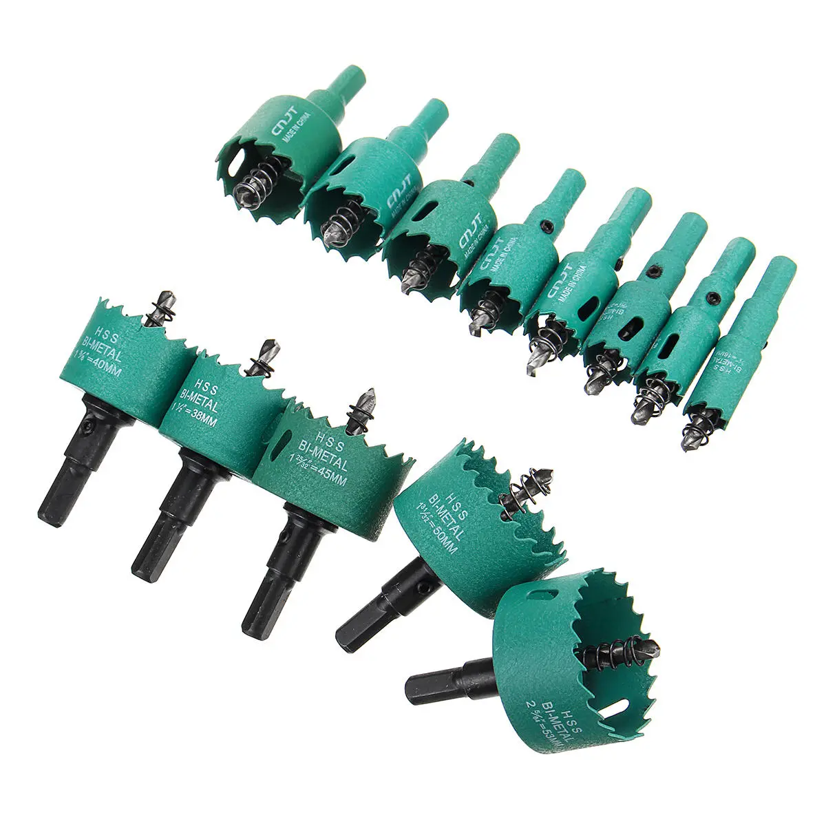 13pcs M42 HSS Hole Saw Set - 16-53mm Metal Tip Drill for Steel & Wood