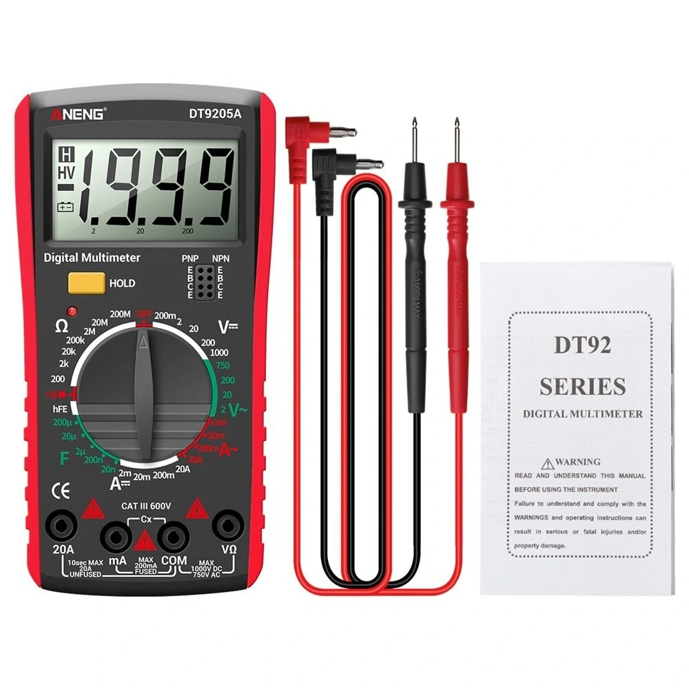 ANENG DT9205A Digital Multimeter - True RMS Auto AC/DC Voltage Current Tester
