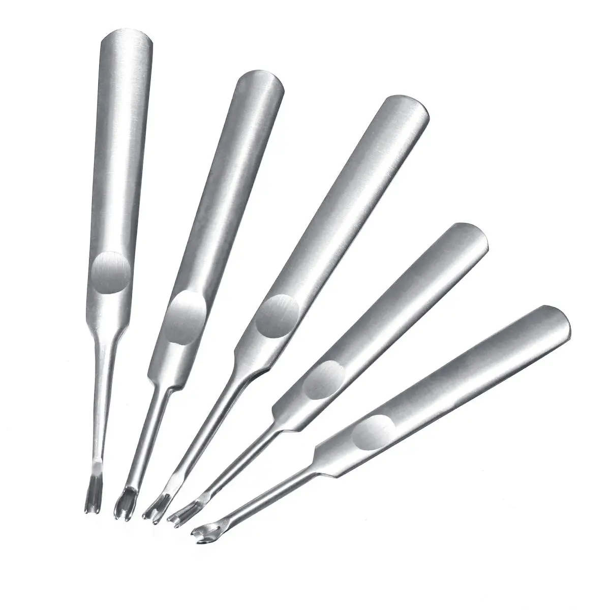 Silver Stainless Steel V/U-Shaped Leather Trencher Tools Kit - 95/113/116/118mm