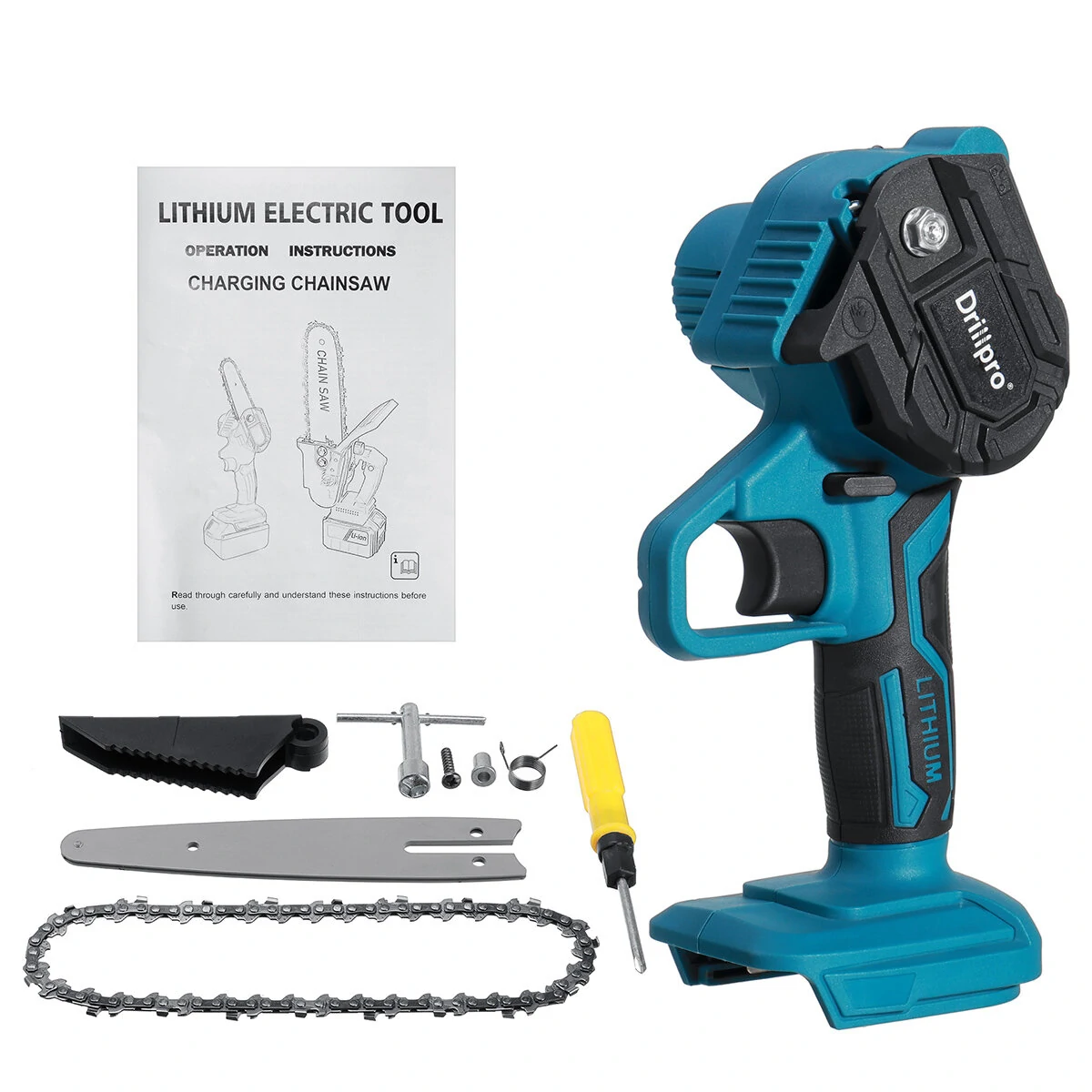 Drillpro 6 Inch Electric Chain Saw - Portable One-Hand Saw for Makita 18V Battery