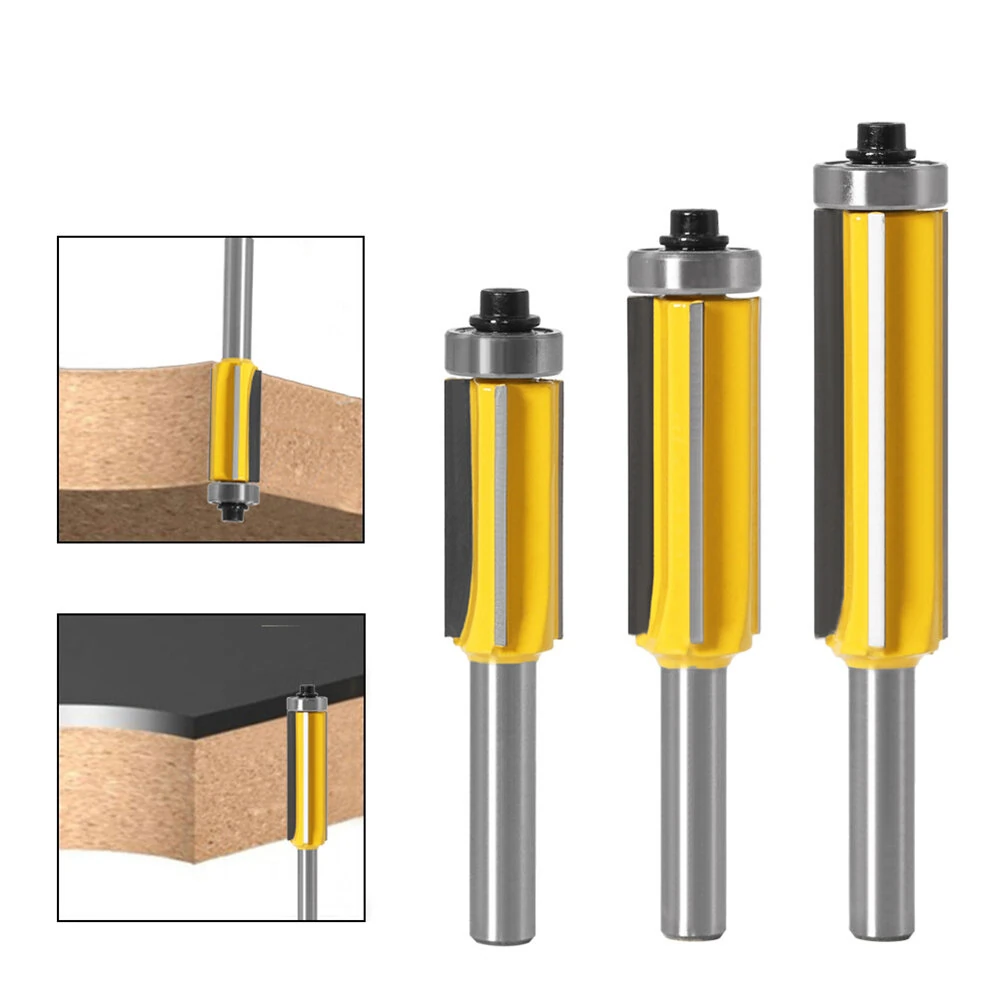 Tungsten Steel Router Bit - 8mm Shank 4 Flute with Bearing | Wood Trimming