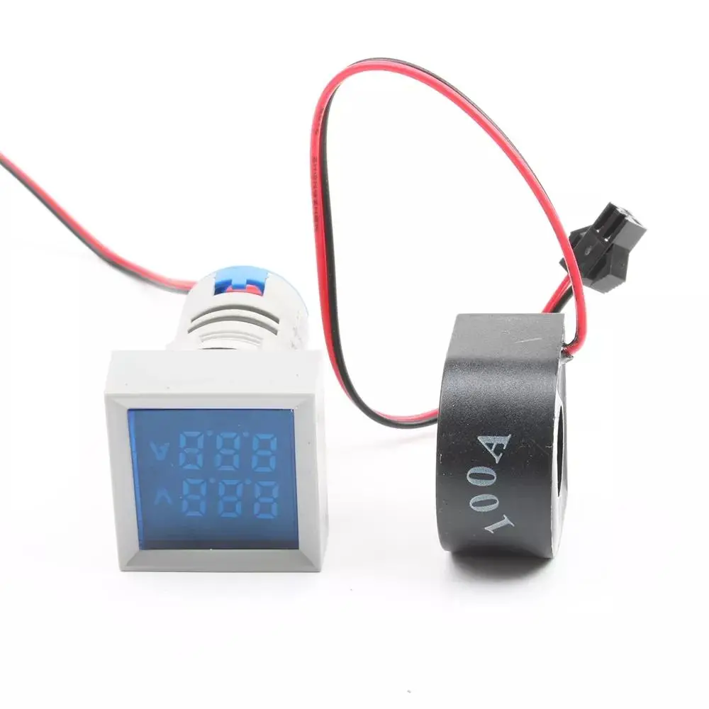 3Pcs 22mm Digital Voltmeter Ammeter | AC 50-500V 0-100A | Dual LED Blue Light