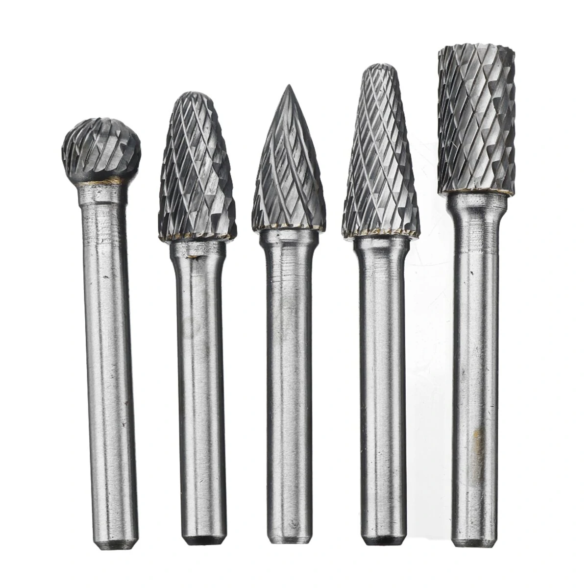 Drillpro RB29 Tungsten Carbide Burr Set - 5pc 6mm Shank Rotary Cutter Files