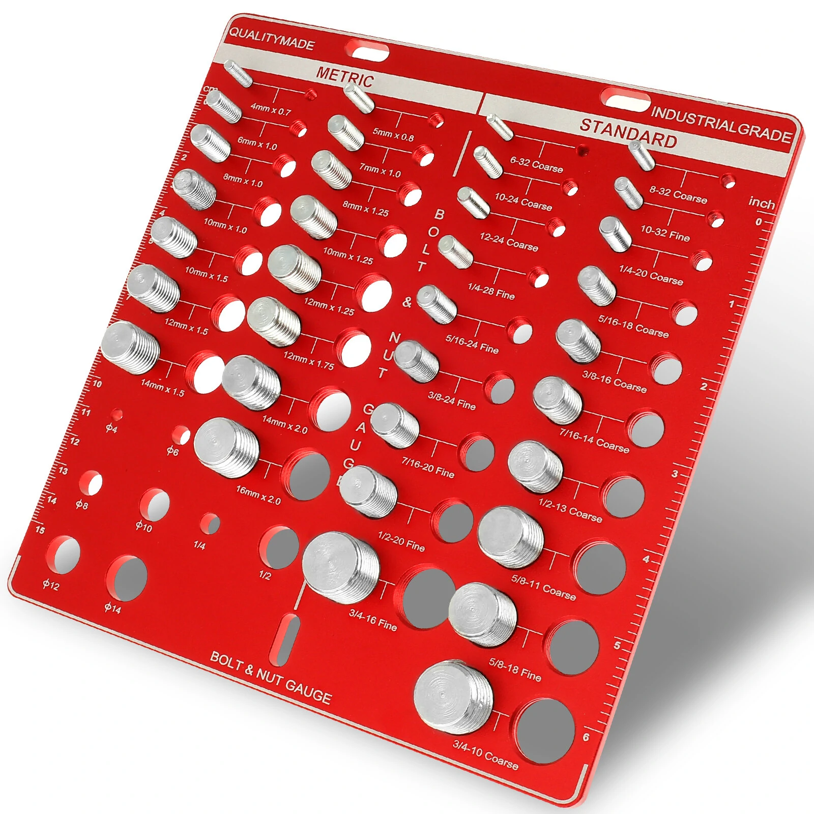 34 Nut & Bolt Thread Checker Gauge - Standard & Metric Sizes | Inch & CM Ruler