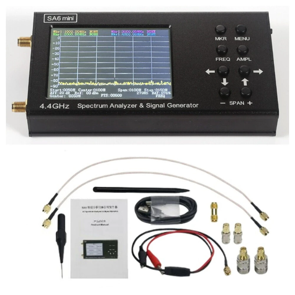 SA6 Mini Spectrum Analyzer 35-4400MHz | Portable Signal Tester | 75dB Dynamic Range