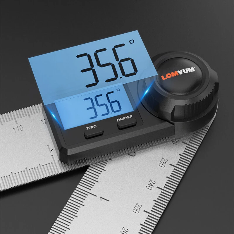 LOMVUM Digital Protractor Angle Ruler | 400mm 360° LCD Goniometer - Metric/Imperial