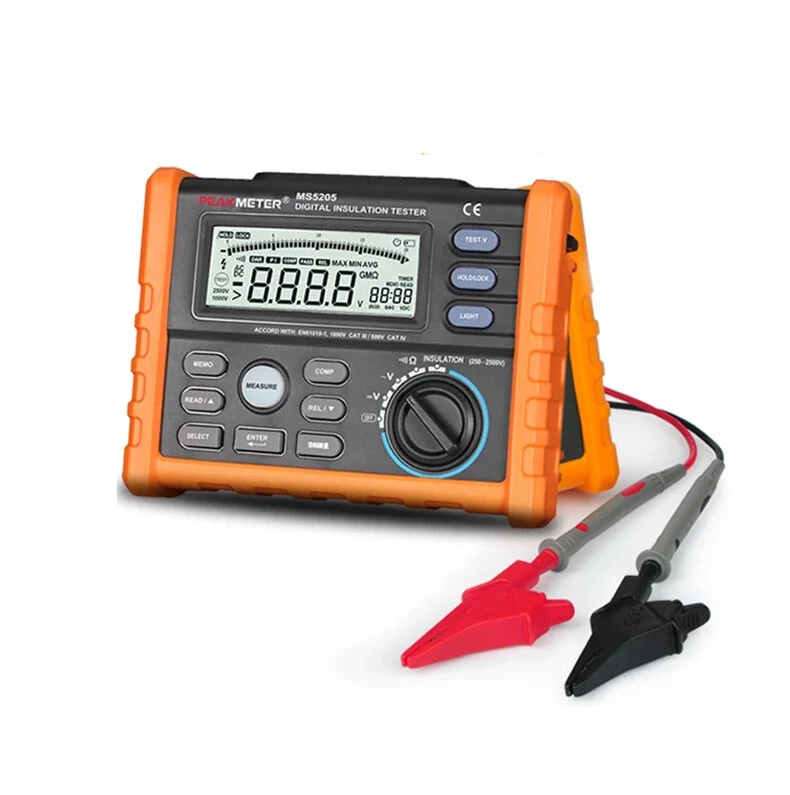 PEAKMETER MS5205 Insulation Resistance Tester - 2500V 0.01-100G Ohm | Analog & Digital