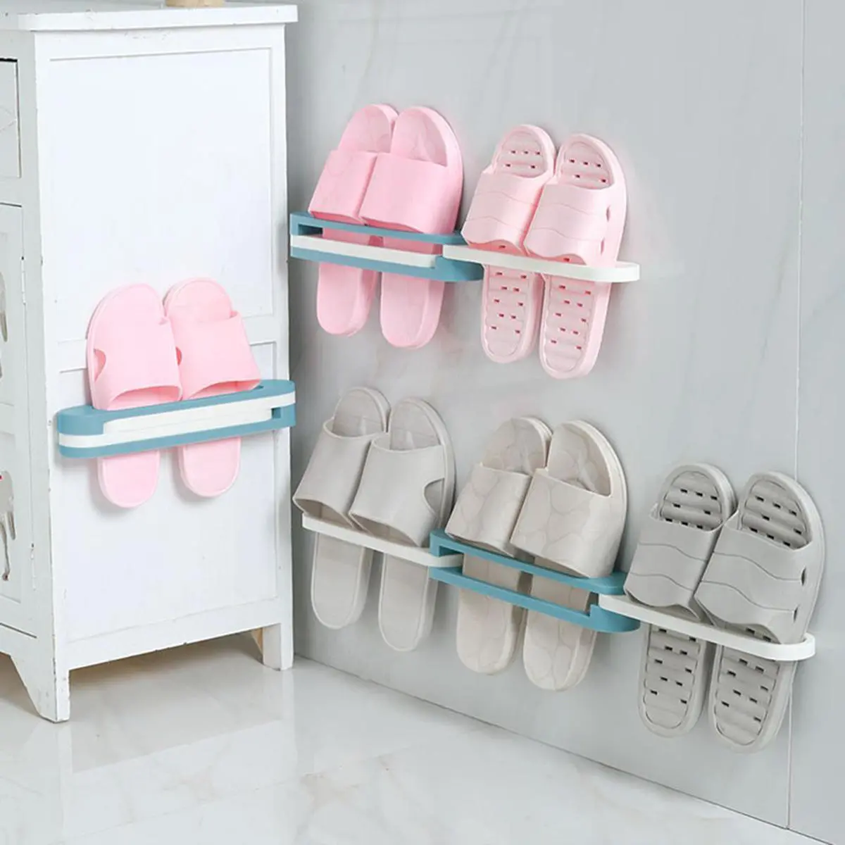 3 in 1 Wall-Mounted Shoe Rack Organizer | Home Shoe Shelf & Slipper Holder