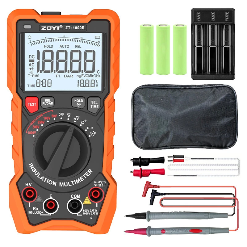 ZOYI ZT1000R 2-in-1 Multimeter & Insulation Tester | 1000V AC/DC True RMS | Backlit Screen