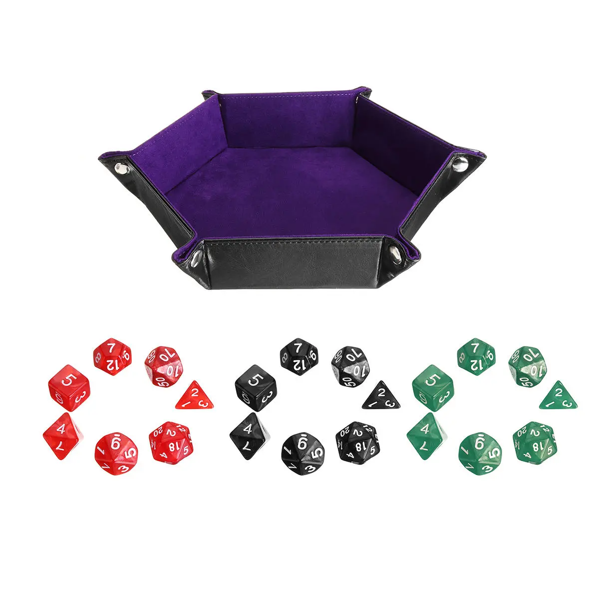 Polyhedral Dice Set Holder - Purple PU Leather Tray for RPG Dice | EDC