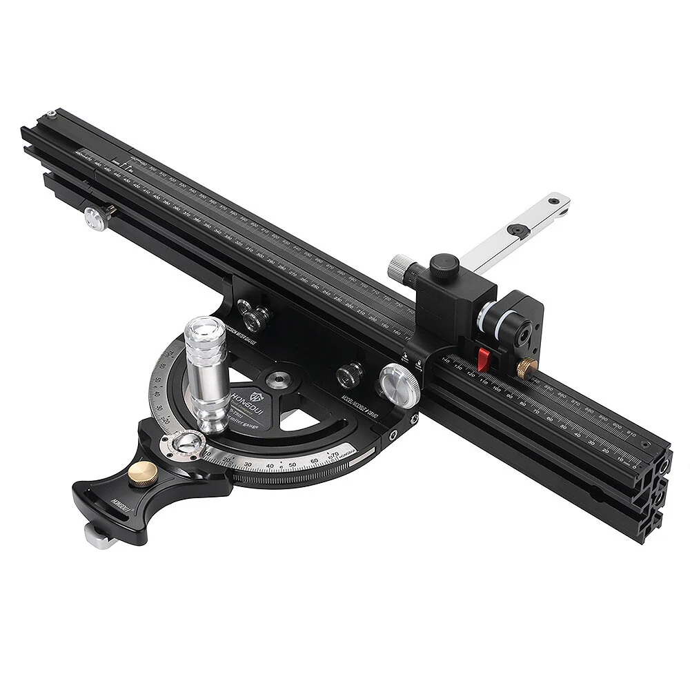 HONGDUI HD-MG21 Precision Miter Gauge | For Table Saw & Router Table | Extended Fence & Micro Adjustable Flip Stop